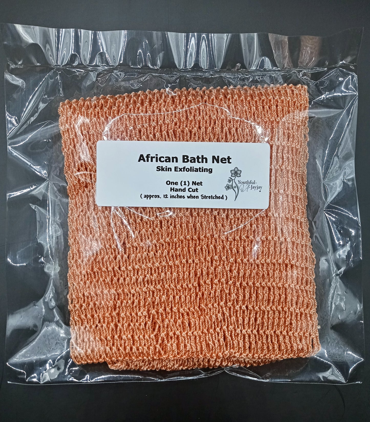 YOUTHFUL-VA-JAYJAY'S: AFRICAN BATH NET: For Body Exfoliating Hand-Cut, One (1) Bath Net