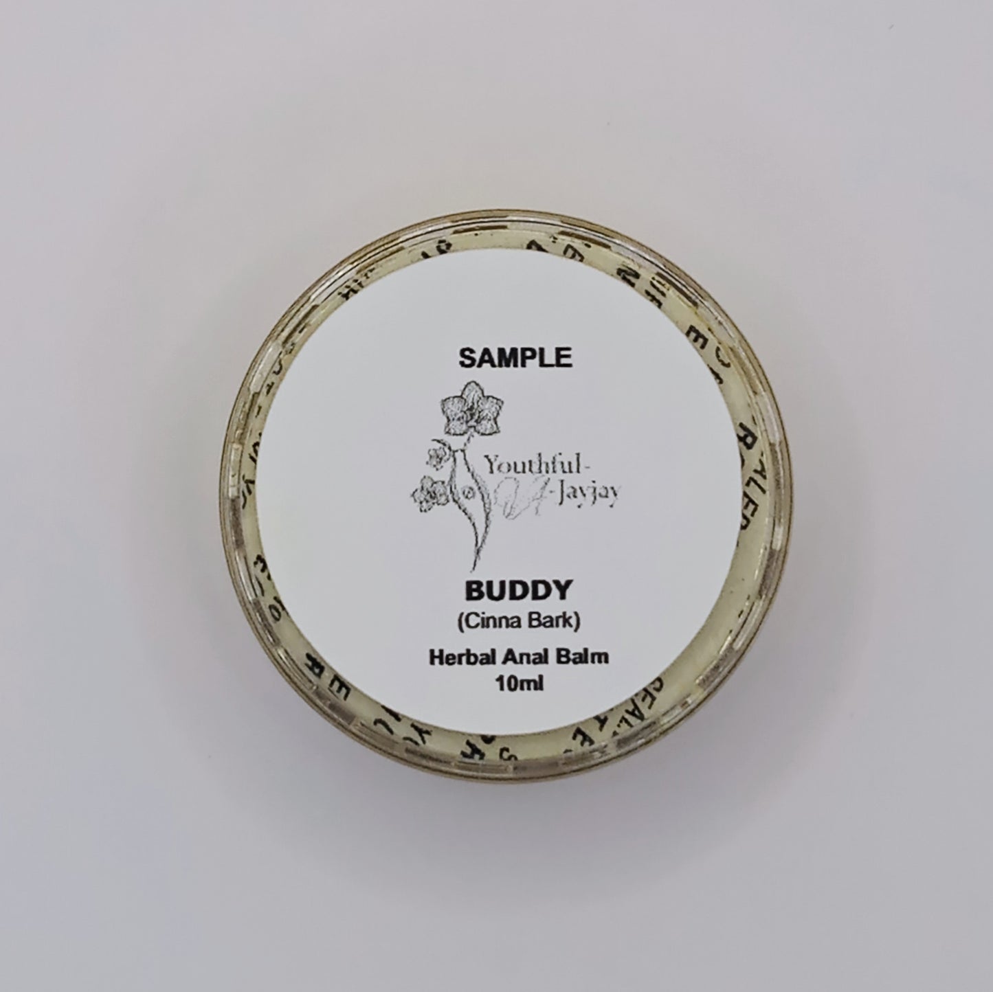 BUDDY: Organic Herbal Anal Balm, Antbacterial, Cinna Bark- For Him, Sample 10ml