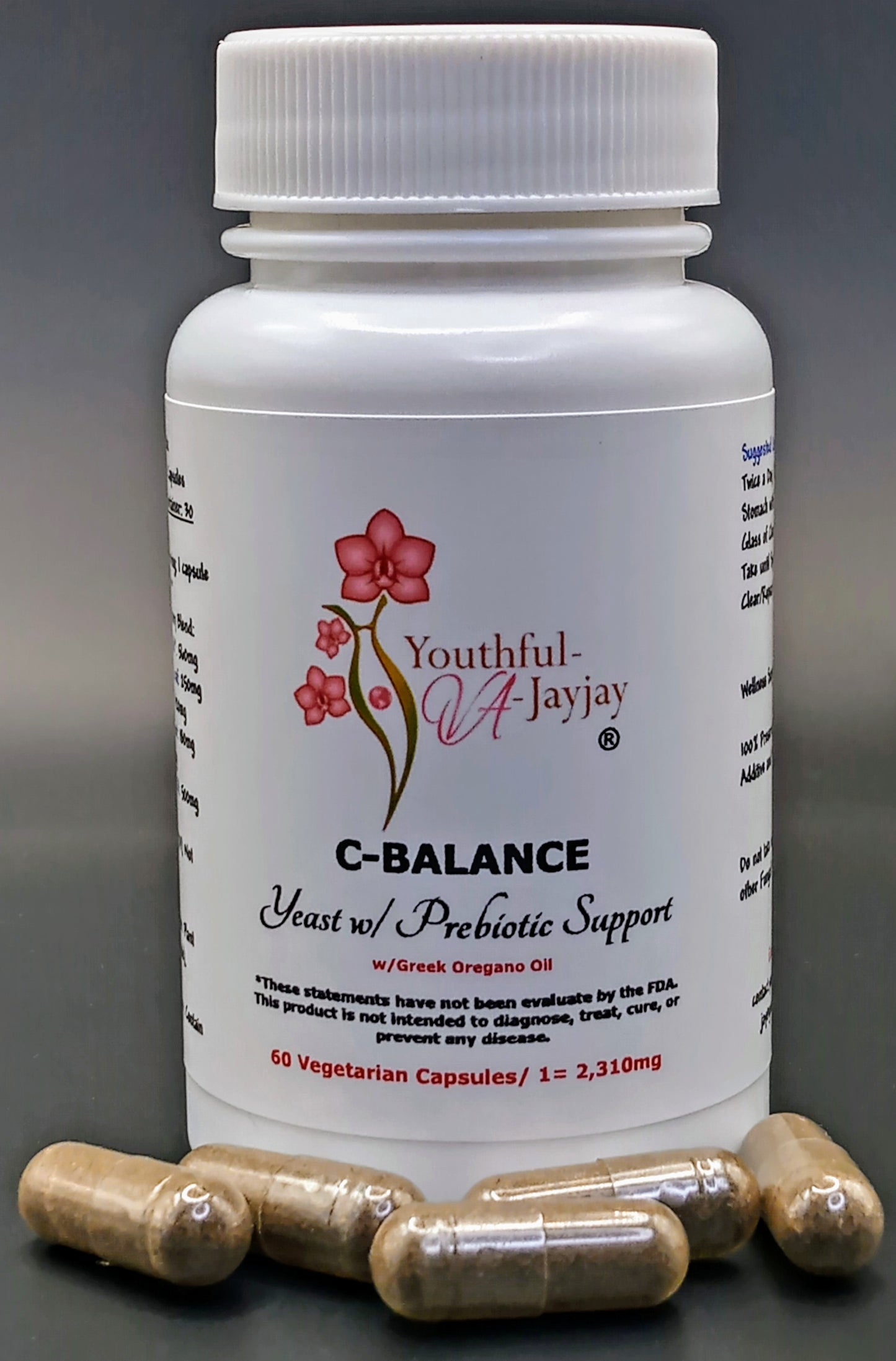 C-BALANCE: Organic Herbal Yeast w/ Prebiotic Support, 60 V-Caps- 2,310mg