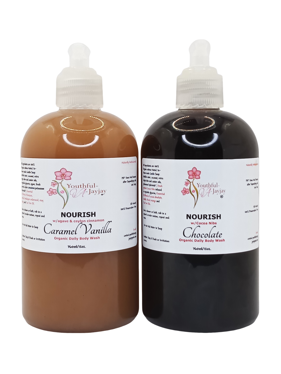 NOURISH: Caramel Vanilla Organic Body Wash, Handcrafted, Unisex 12oz
