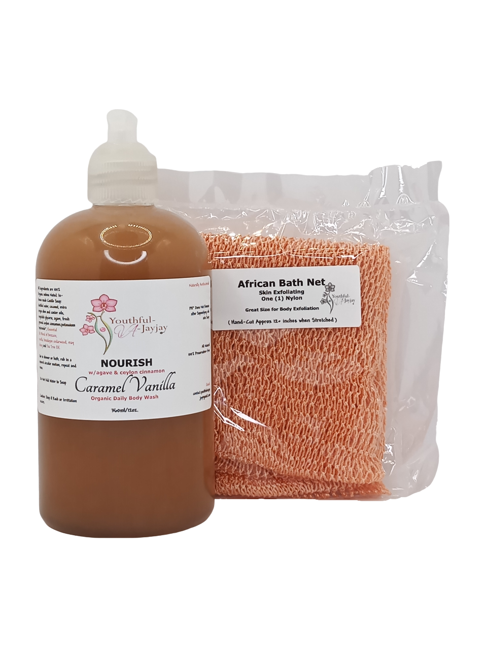 NOURISH: Caramel Vanilla Organic Body Wash, Handcrafted, Unisex 12oz