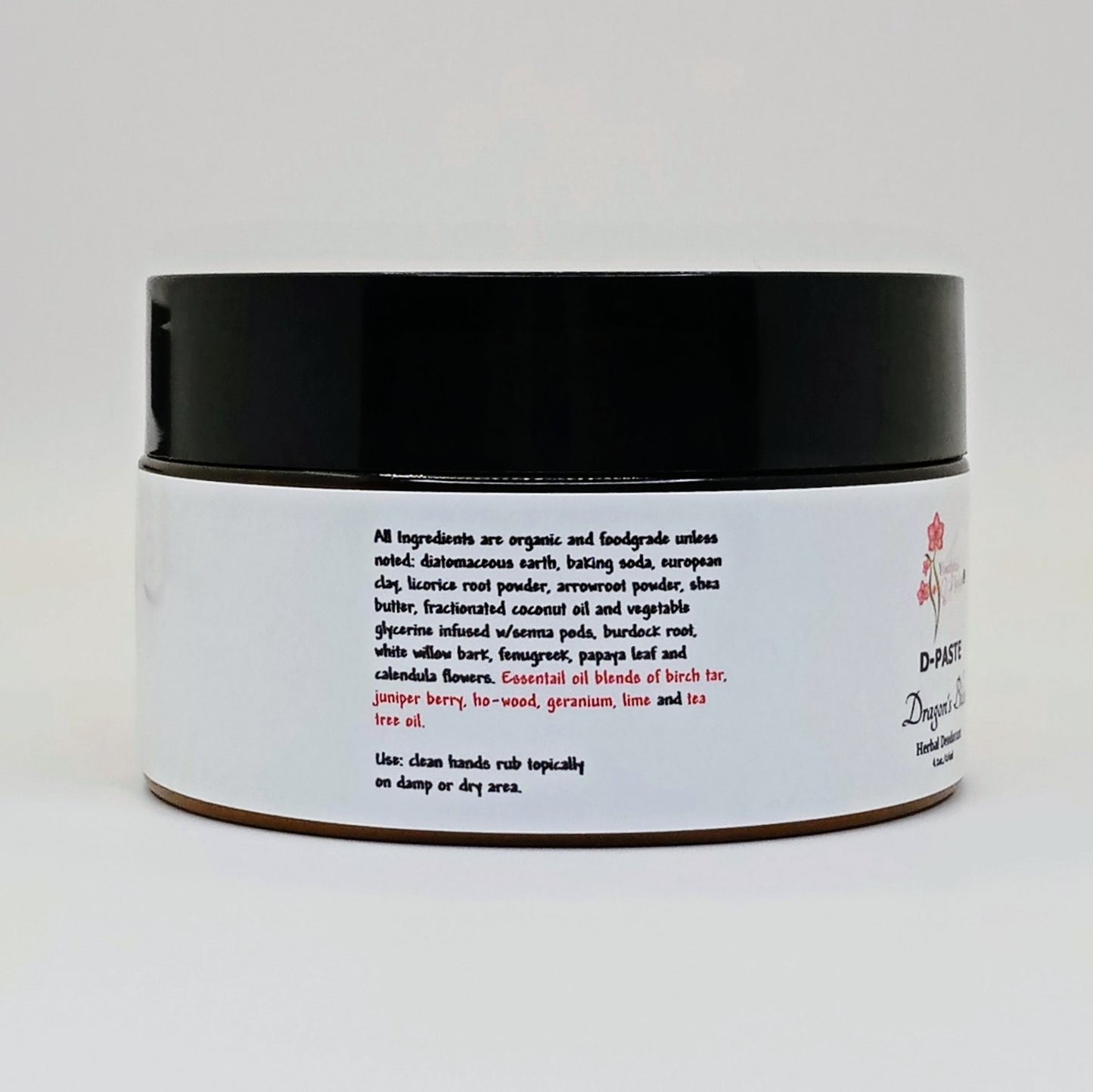 D-PASTE: Dragon's Bliss- Natural Organic Herbal Deodorant, 4 oz.