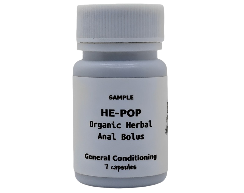 HE-POP: Organic Herbal Anal Bolus: For Him- General/Conditioning, Sample 7 capsules- 1,260 mg