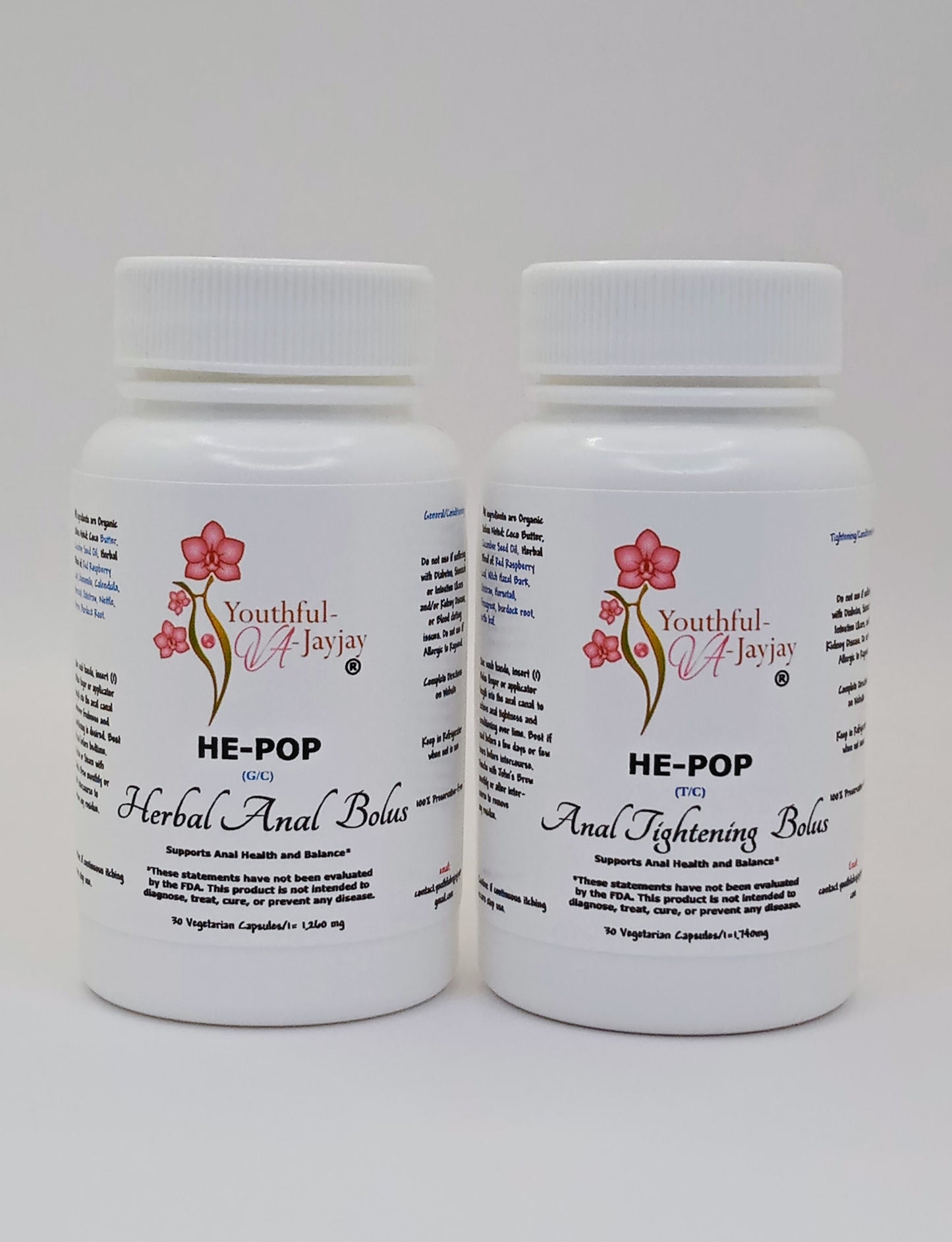 HE-POP: Organic Herbal Anal Bolus: For Him- General/Conditioning Use, 30 capsules- 1,260 mg