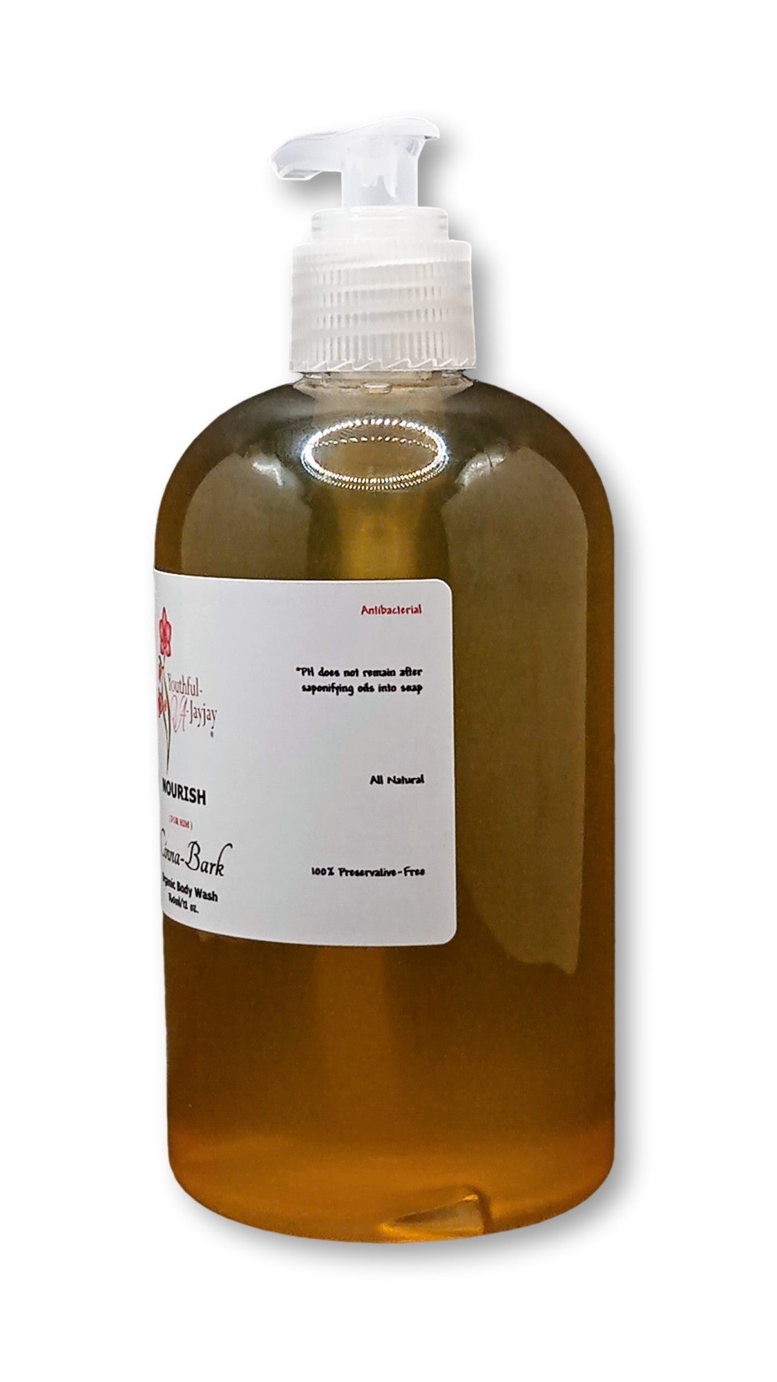 NOURISH: Cinna-Bark Organic Daily Body Wash, Handcrafted, Antibacterial, FOR HIM, 12oz.