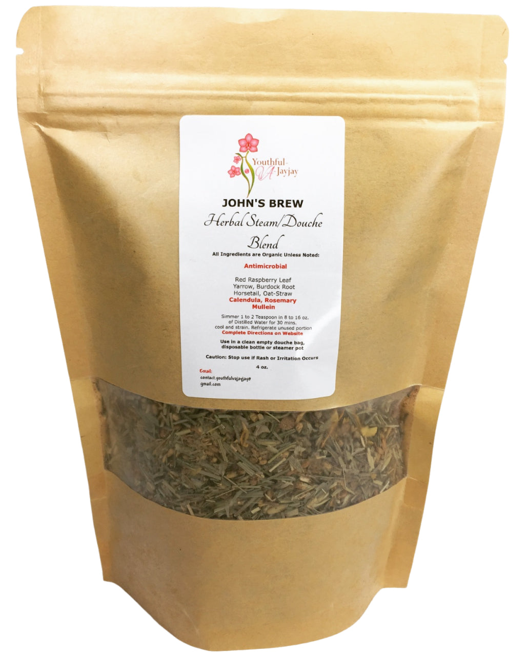 JOHN'S BREW- Organic Herbal Douche/Steam Blend: For Him, Handcrafted Antibacterial 4oz.