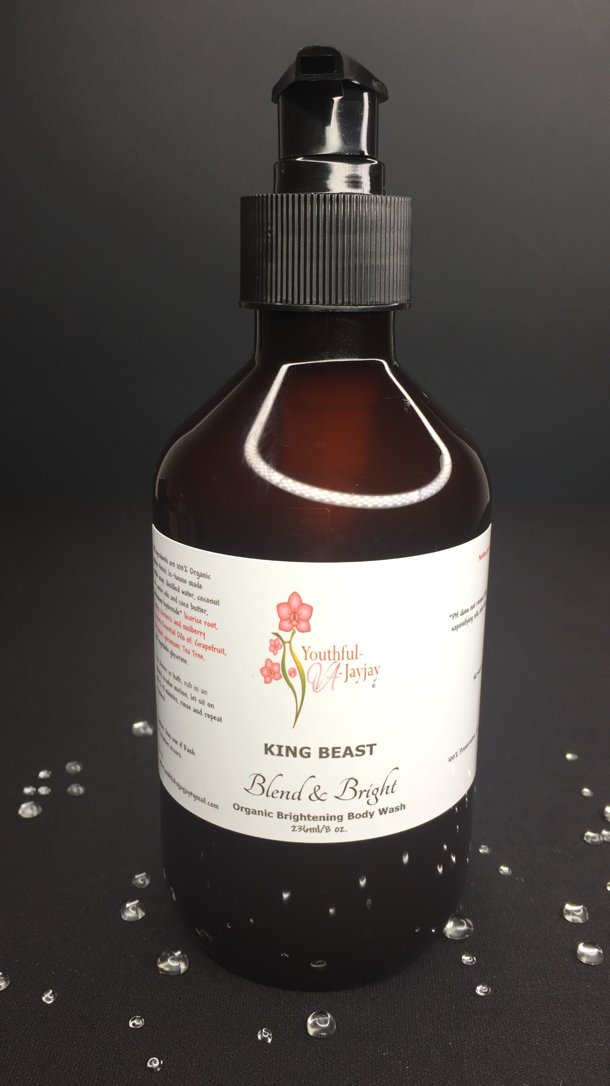 KING BEAST: Blend & Bright Organic Brightening Body& Facial Wash, 10 oz