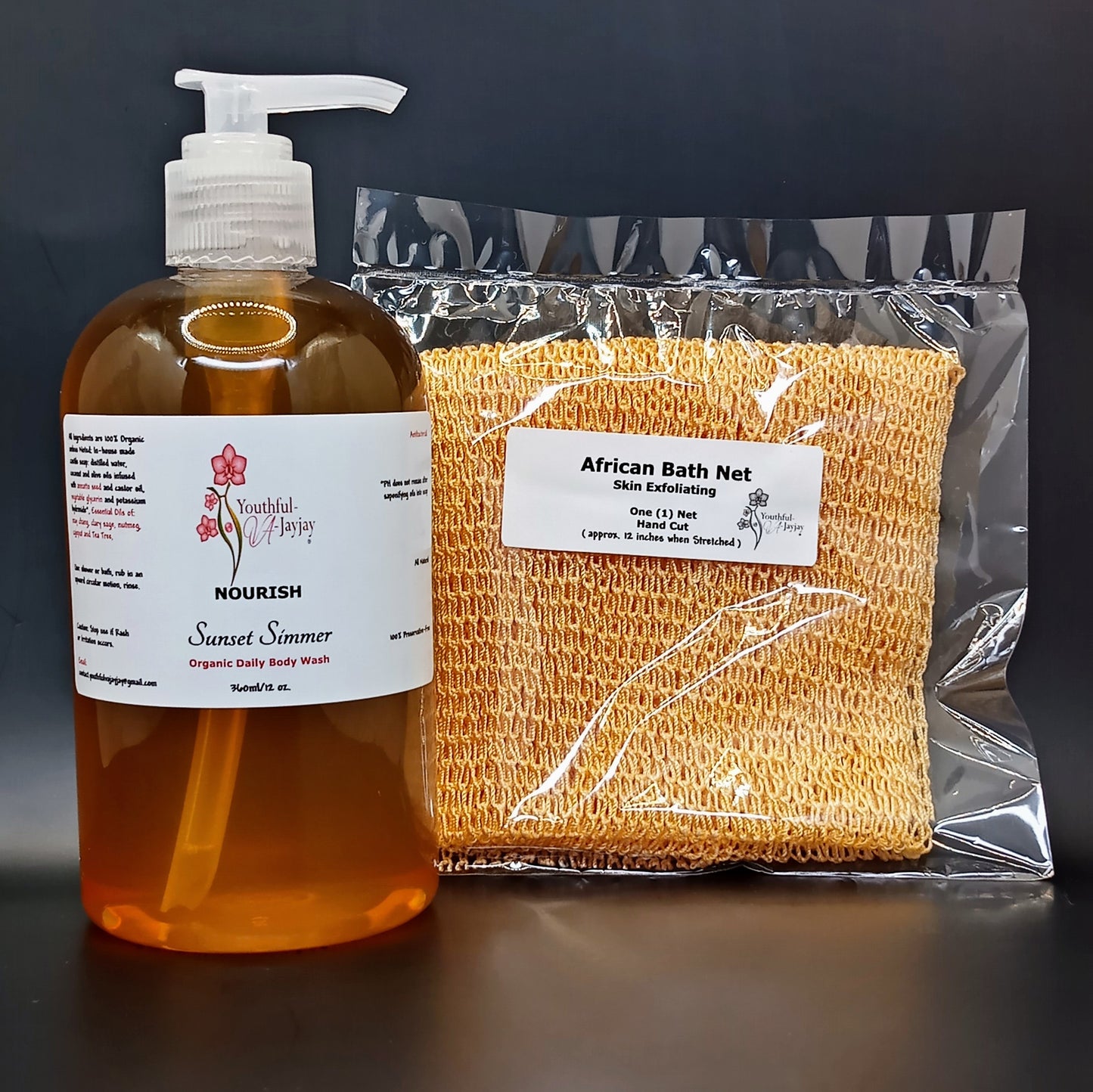 NOURISH: Sunset Simmer Organic Body Wash, Handcrafted, Anitbacterial, 12oz.