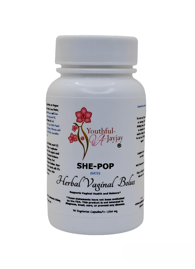 SHE-POP: Organic Herbal Vaginal Bolus- General/Conditioning Use, 30 capsules- 1,260 mg