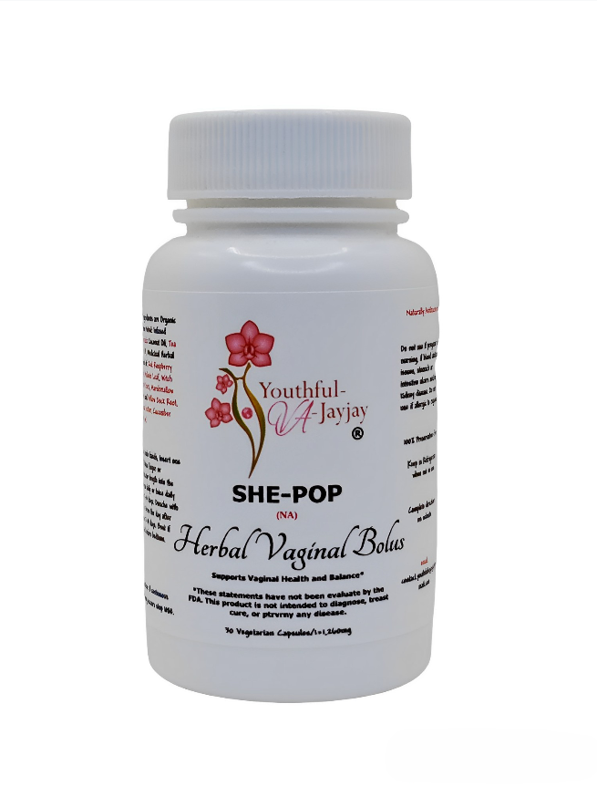 SHE-POP: Organic Herbal Vaginal Bolus- Antibacterial Use, 30 capsules- 1,260 mg