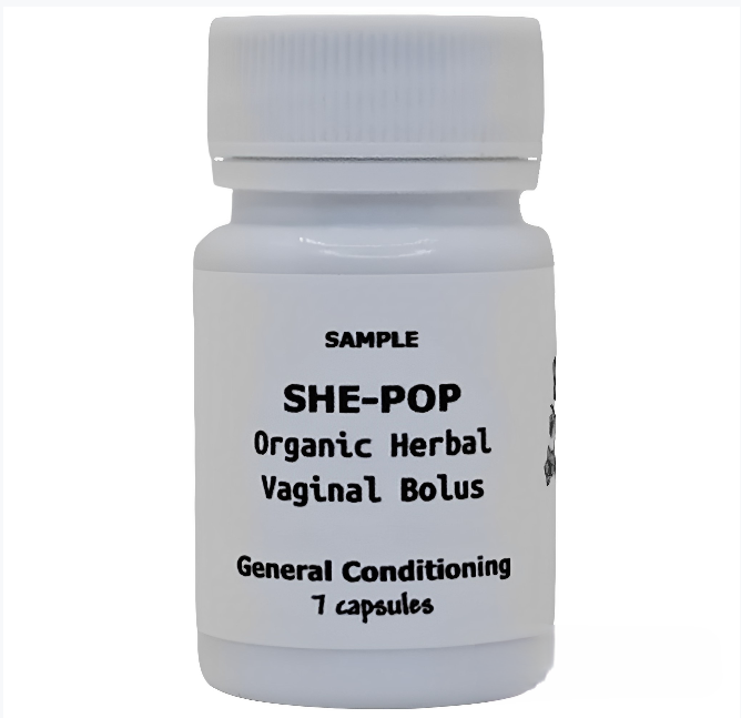 SHE-POP: Organic Herbal Vaginal Bolus- General Conditioning, Sample 7capsules- 1,260 mg