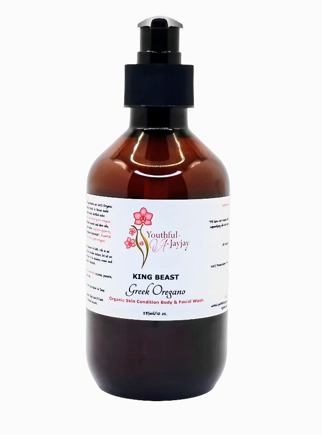 KING BEAST: 100% Oregano Body & Facial Wash- Organic, Handcrafted, Naturally Antibacterial, 10 oz.