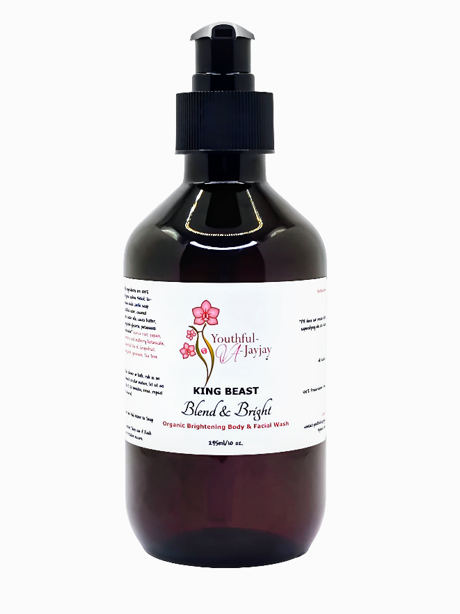 KING BEAST: Blend & Bright Organic Brightening Body& Facial Wash, 10 oz