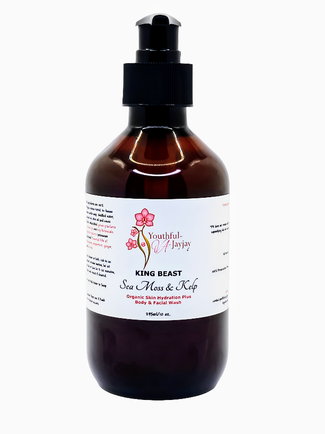 KING BEAST: Organic Sea Moss & Kelp Body & Facial Wash, Antibacterial 10 oz.