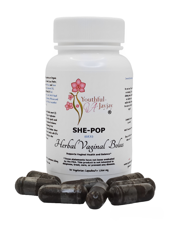 SHE-POP: Organic Herbal Vaginal Bolus- General/Conditioning Use, 30 capsules- 1,260 mg