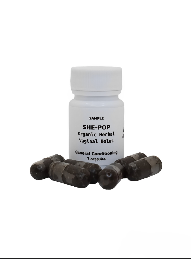 SHE-POP: Organic Herbal Vaginal Bolus- General Conditioning, Sample 7capsules- 1,260 mg