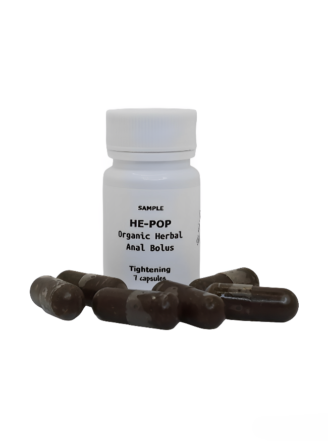 HE-POP: Organic Herbal Anal Bolus: For Him- Tightening, Sample 7 capsules- 1,740mg