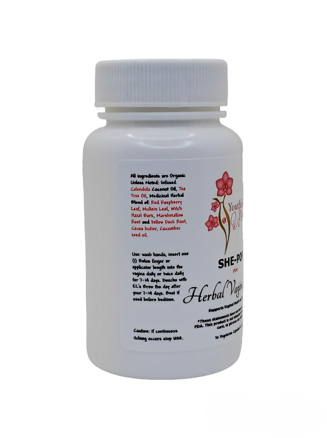 SHE-POP: Organic Herbal Vaginal Bolus- Antibacterial Use, 30 capsules- 1,260 mg