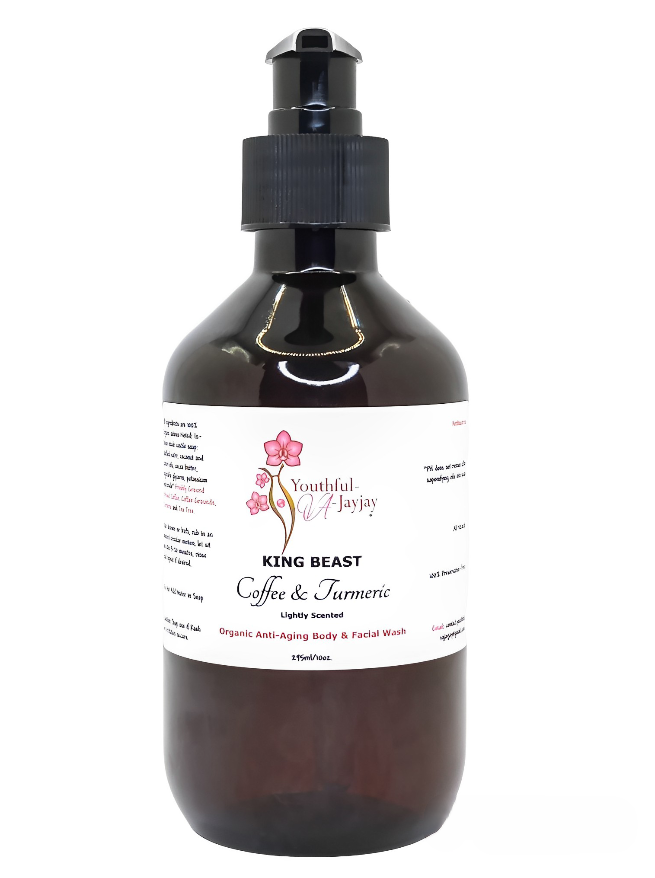 KING BEAST: Coffee & Turmeric Body & Facial Wash- Organic, Handcrafted, Naturally Antibacterial, 10 oz.