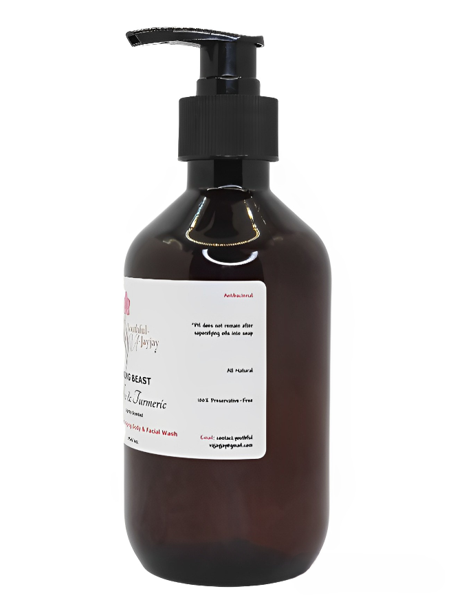 KING BEAST: Coffee & Turmeric Body & Facial Wash- Organic, Handcrafted, 10 oz.