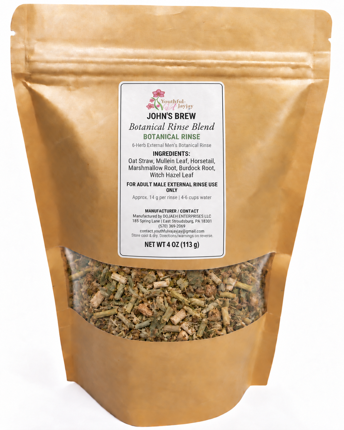 JOHN’S BREW Botanical Rinse six-herb external men’s rinse 4 oz pouch