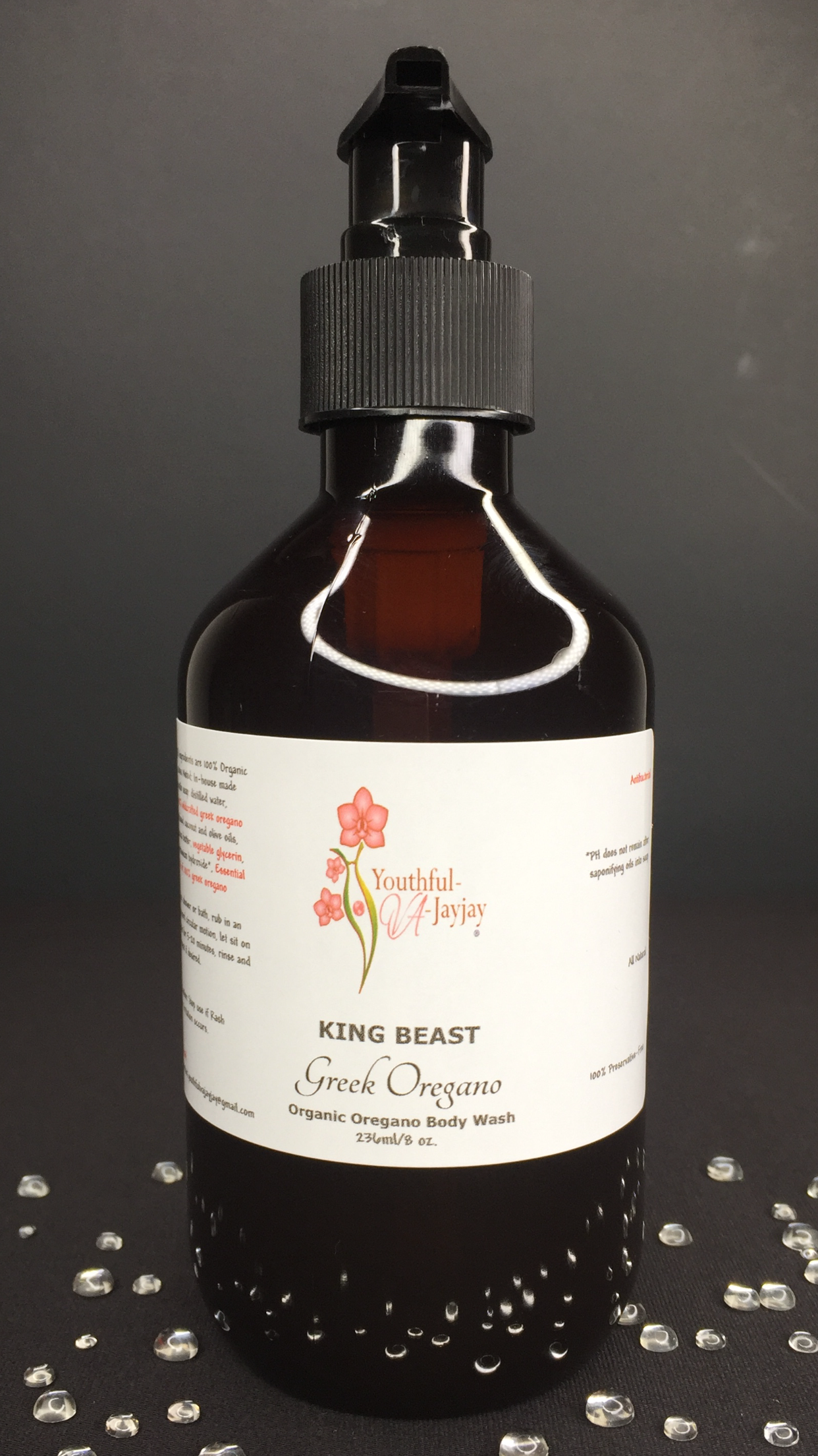 KING BEAST: 100% Oregano Body & Facial Wash- Organic, Handcrafted, 10 oz.