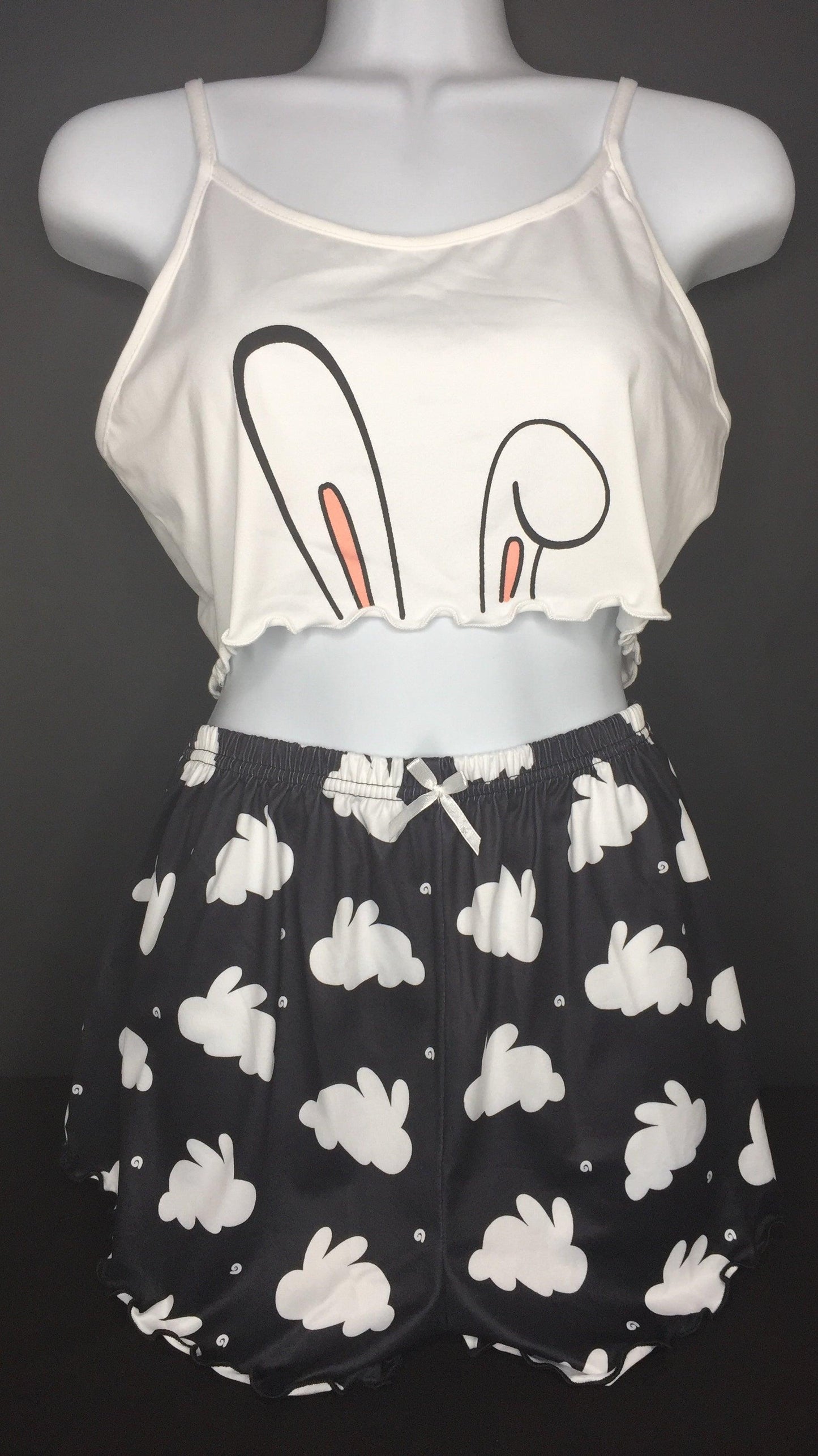 BLACK & WHITE: BUNNY EARS 2-PIECE AFTER STEAM TEDDY - Image #1