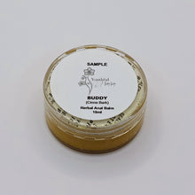 Load image into Gallery viewer, BUDDY: Organic Herbal Anal Balm, Antimicrobial, Cinna Bark- For Him, Sample 10ml