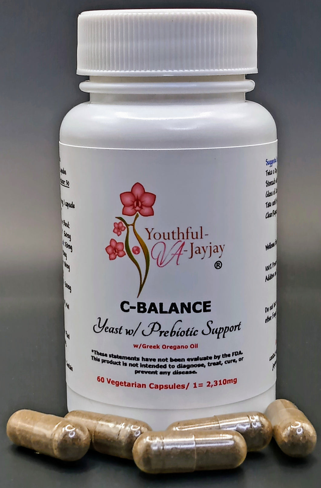 C-BALANCE: Organic Herbal Yeast w/ Prebiotic Support,  60 V-Caps- 2,310mg