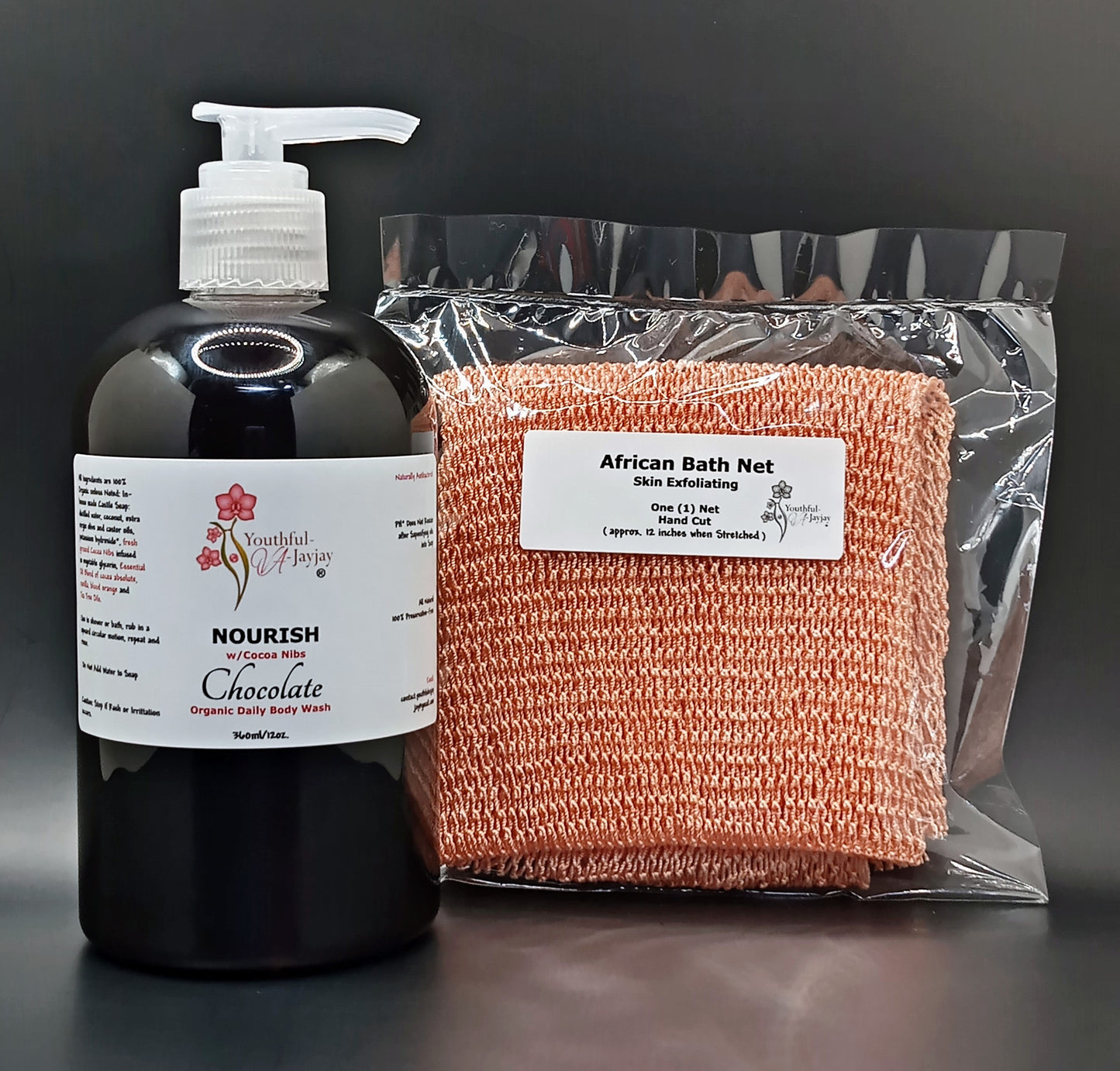 NOURISH: Chocolate Organic Body Wash, Handcrafted, Antibacterial, Unisex 12oz
