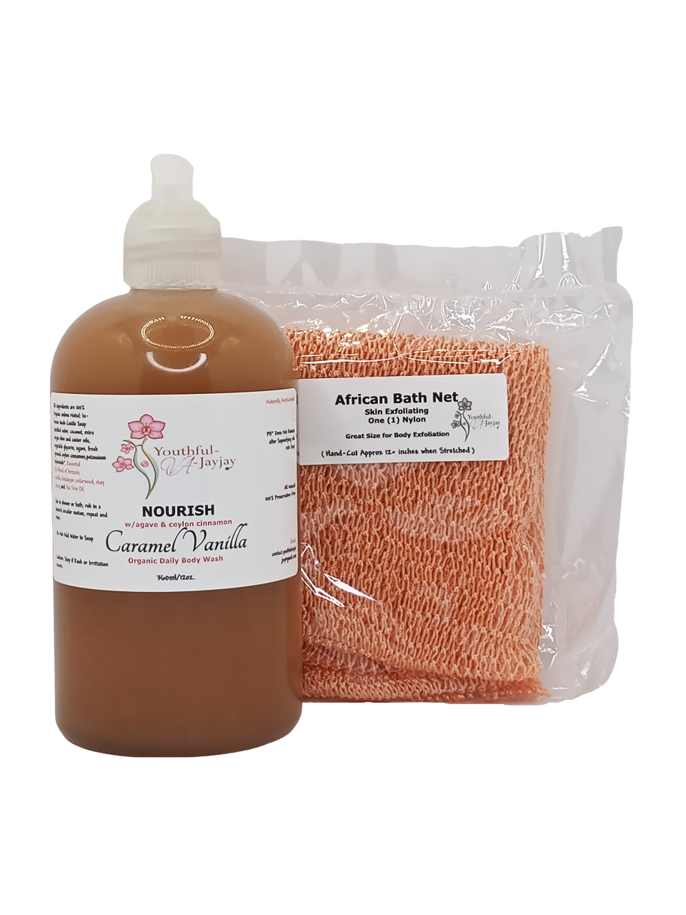 NOURISH: Caramel Vanilla Organic Body Wash, Handcrafted, Antibacterial, Unisex 12oz