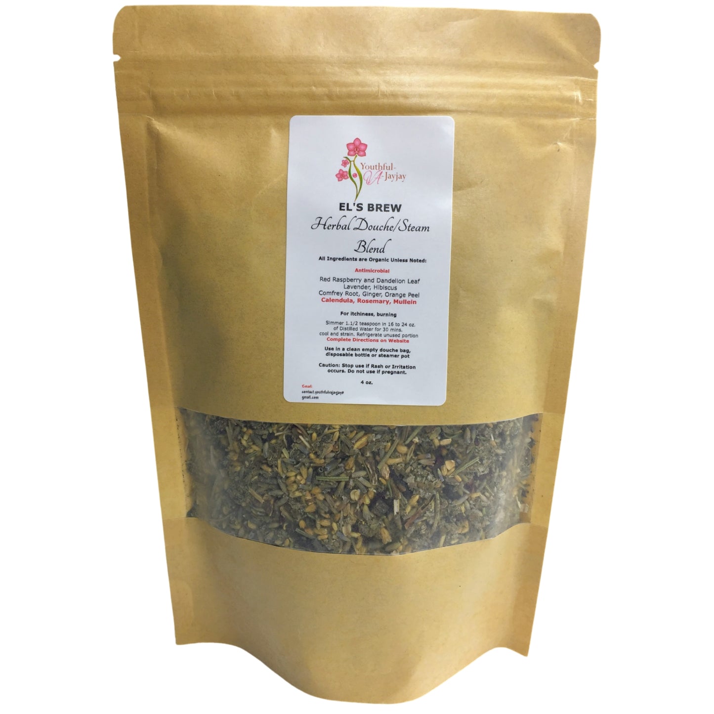EL'S BREW- Organic Herbal Steam/Douche Blend, Handcrafted ANTIMICROBIAL USE, 4oz.
