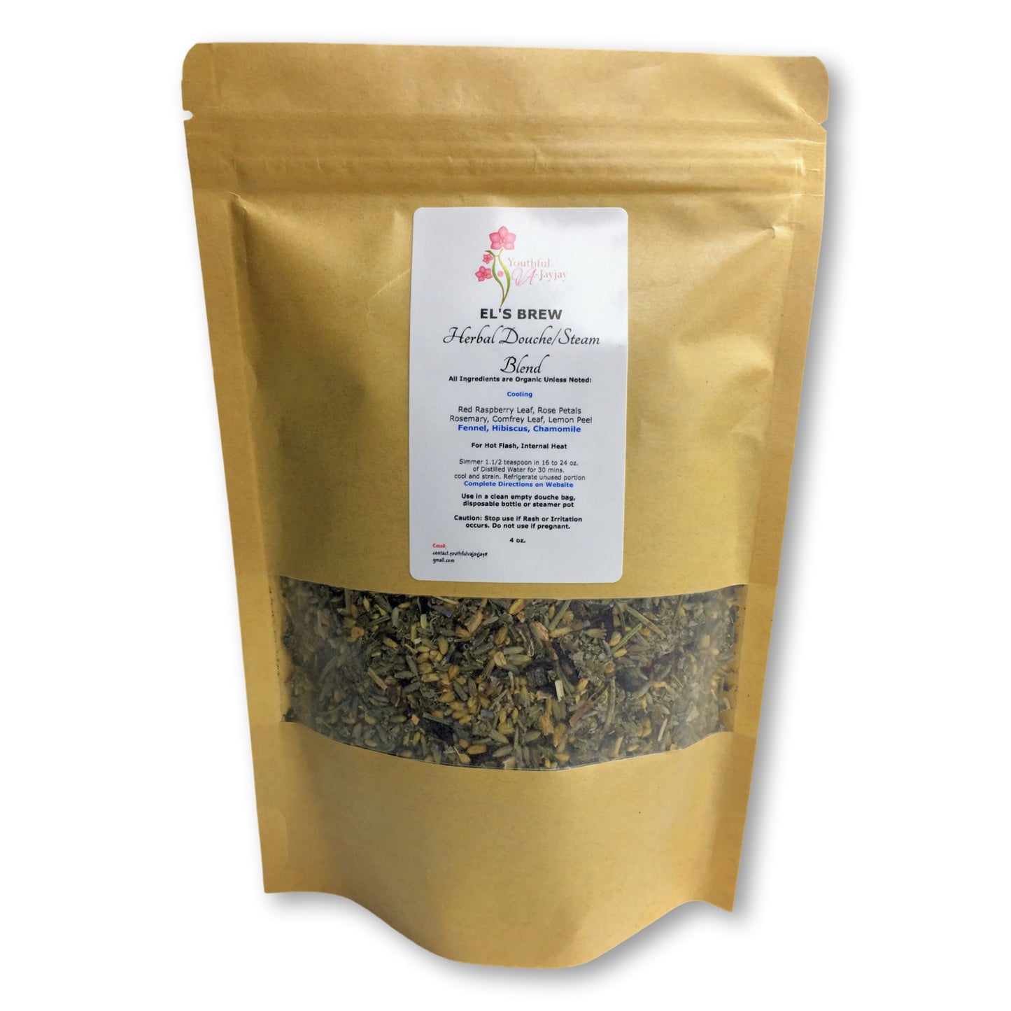 EL'S BREW- Organic Herbal Steam/Douche Blend, Handcrafted COOLING USE, 4oz.