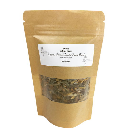 JOHN'S BREW- Organic Herbal Steam/Douche Blend: For Him, Antibacterial Sample Size 1/2oz.