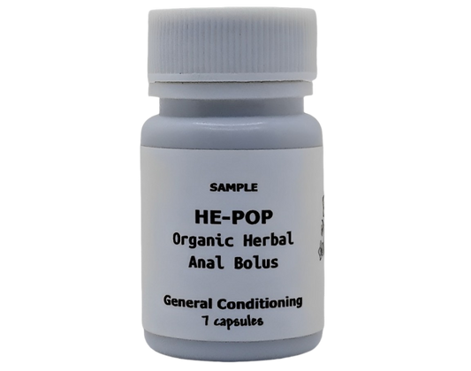 HE-POP: Organic Herbal Anal Bolus: For Him- General/Conditioning, Sample 7 capsules- 1,260 mg