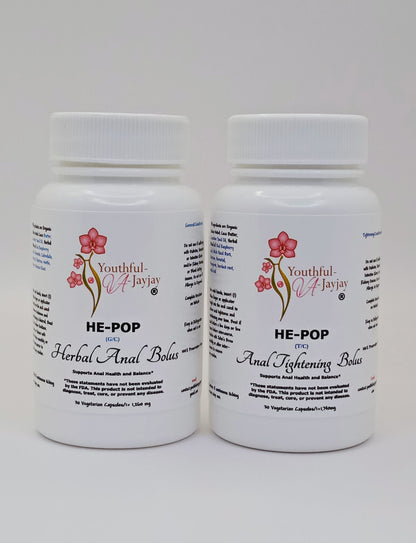 HE-POP: Organic Herbal Anal Bolus: For Him- Tightening, Sample 7 capsules- 1,740mg