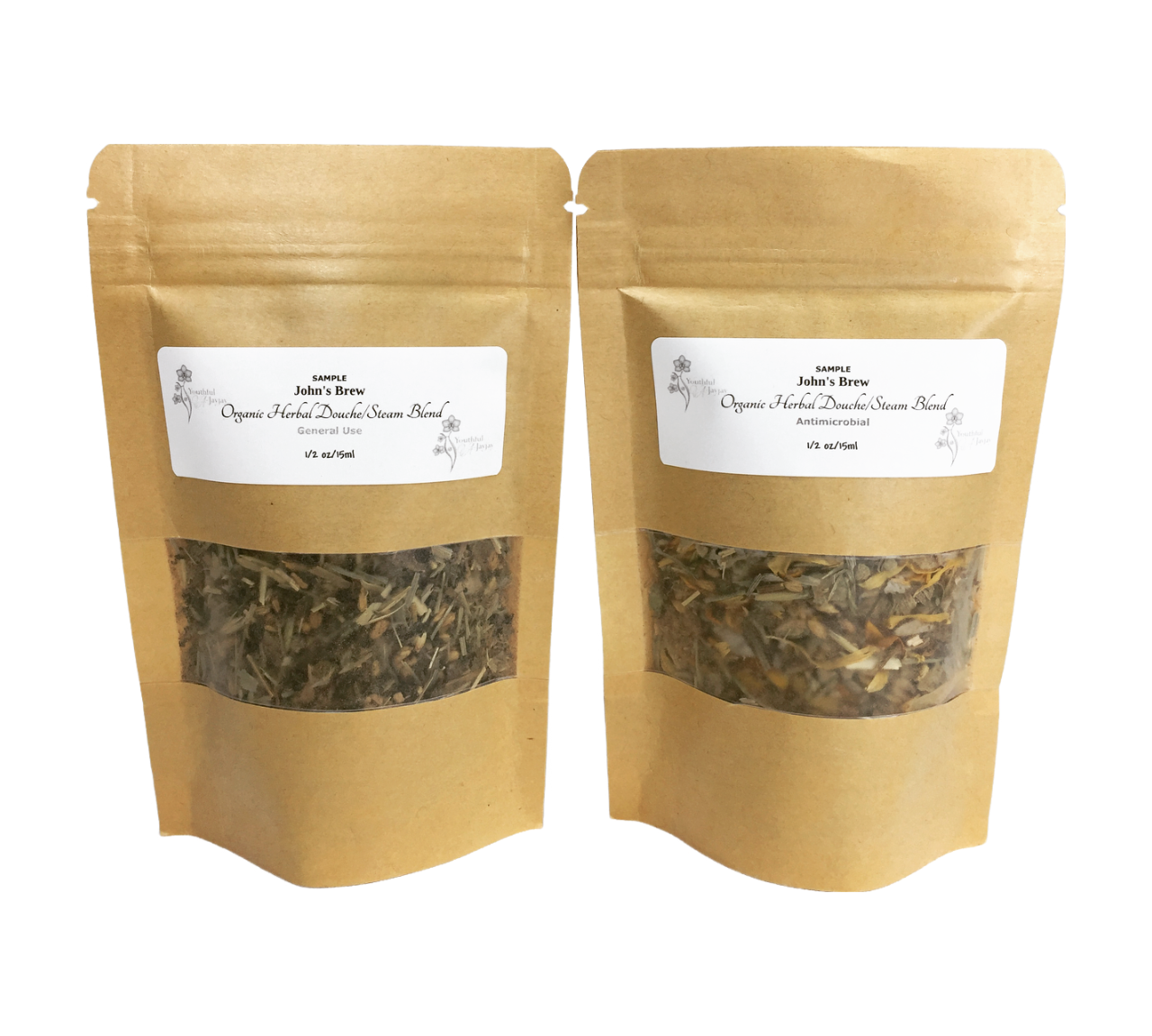 JOHN'S BREW- Organic Herbal Douche/Steam Blend: For Him, Handcrafted Sample Size, G/C 1/2oz.