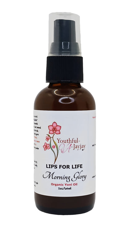 LIPS FOR LIFE: Morning Glory Yoni Oil- Organic, Handcrafted, Antibacterial, 2oz.