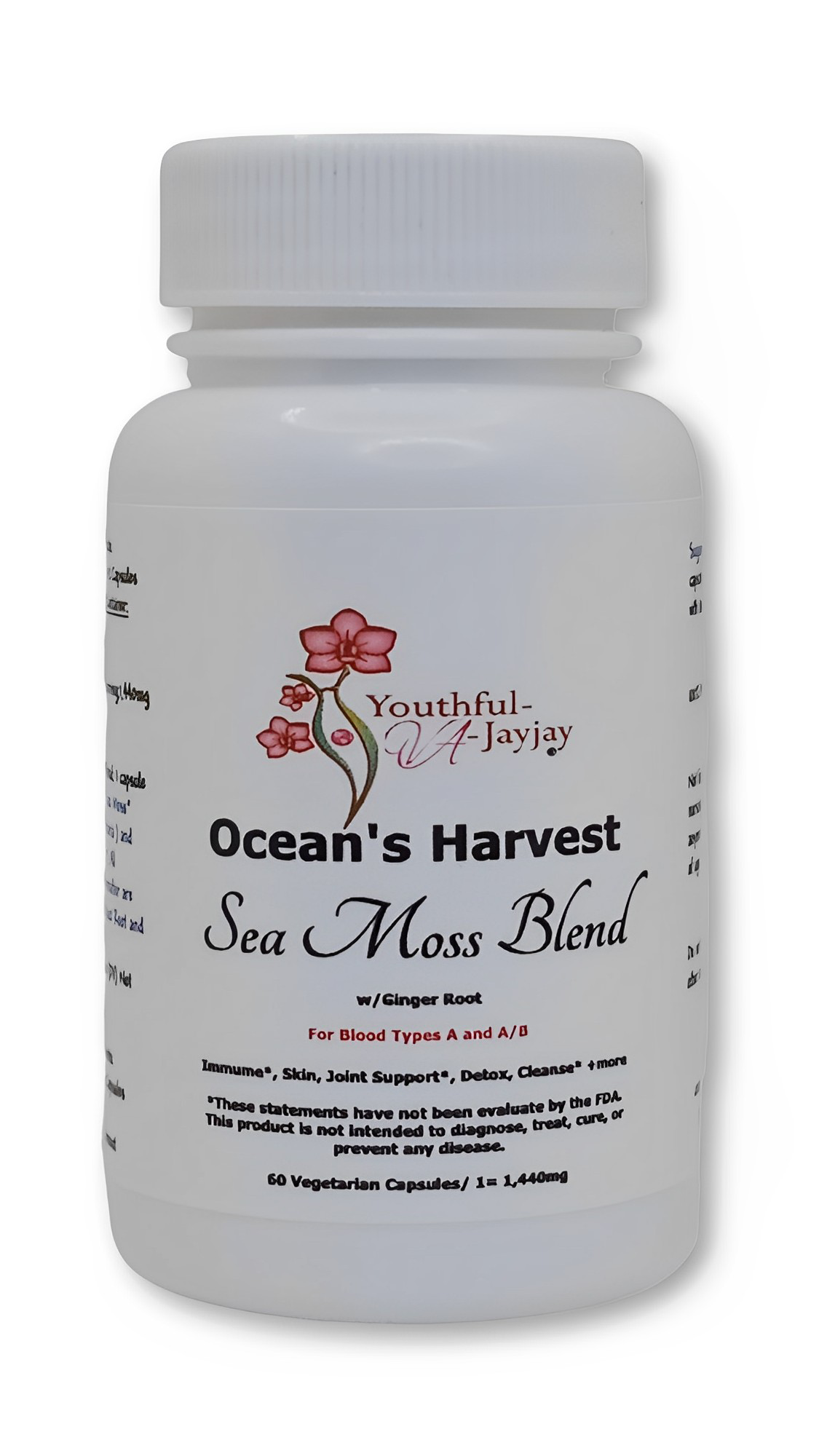 OCEAN'S HARVEST: Wildcrafted Organic Sea Moss Blend, w/ GINGER ROOT, 60 V-Caps 1,440