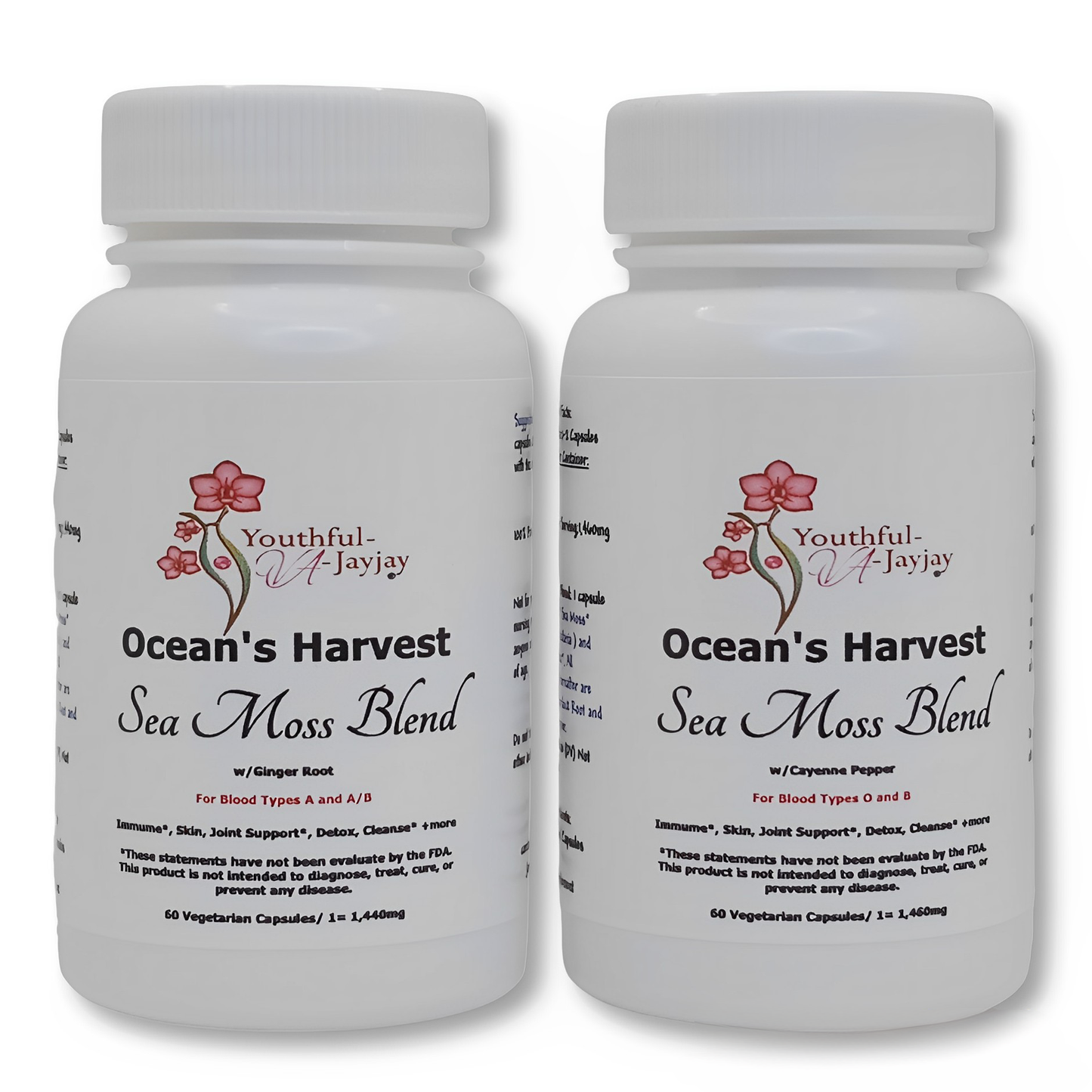 OCEAN'S HARVEST: Wildcrafted Organic Sea Moss Blend, w/ GINGER ROOT, 60 V-Caps 1,440