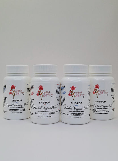 SHE-POP: Organic Herbal Vaginal Bolus- Antibacterial, Sample 7 capsules- 1,260 mg