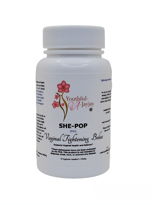 SHE-POP: Organic Herbal Vaginal Tightening Bolus: T/C Use, 30 capsules- 1,360mg
