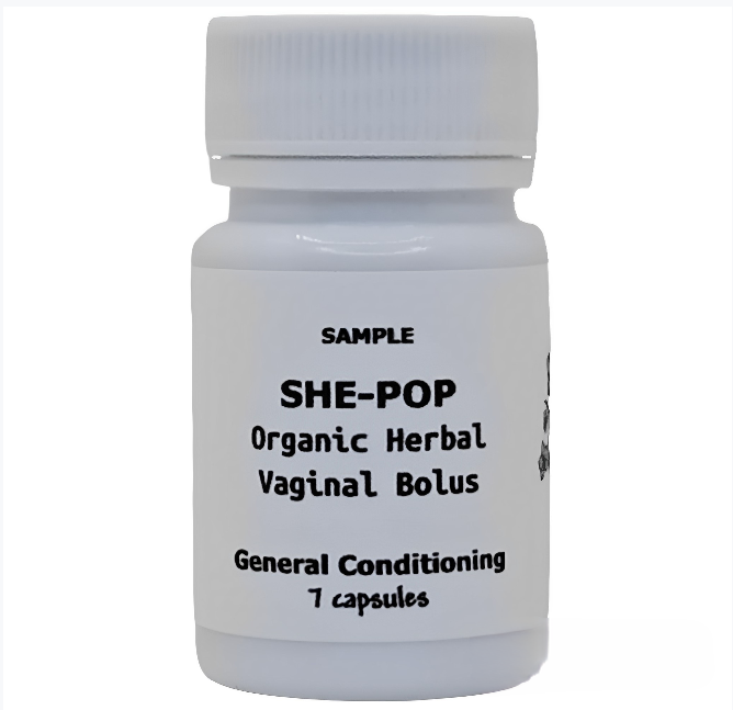 SHE-POP: Organic Herbal Vaginal Bolus- General/Conditioning, Sample 7capsules- 1,260 mg