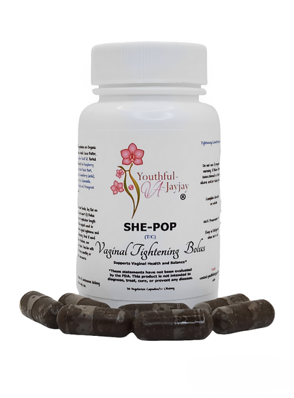SHE-POP: Organic Herbal Vaginal Tightening Bolus: T/C Use, 30 capsules- 1,360mg