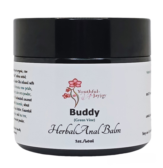 BUDDY: Organic Herbal Anal Balm, Antibacterial, Green Vine- For Him, 2oz.