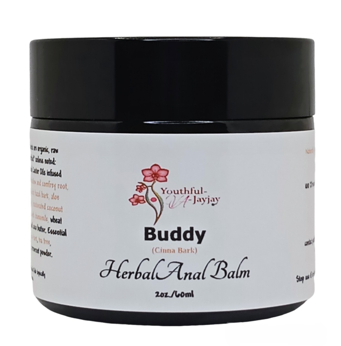BUDDY: Organic Herbal Anal Balm, Antibacterial Cinna Bark- For Him, 2oz.