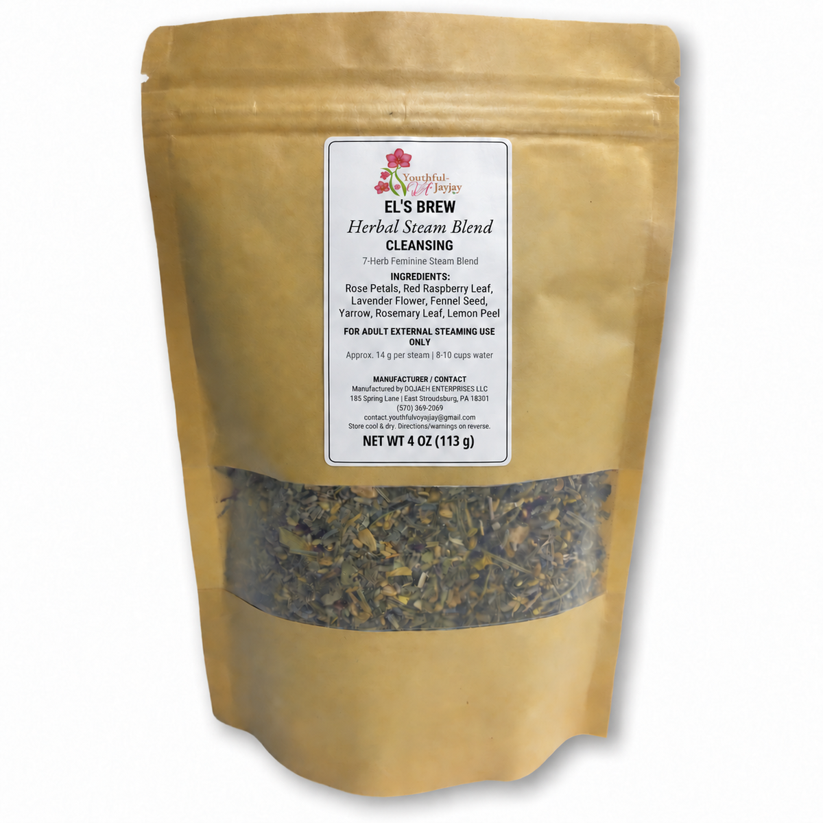 EL'S BREW CLEANSING seven-herb feminine steam blend 4 oz pouch
