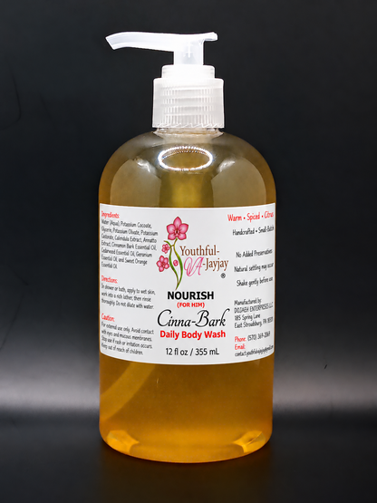 NOURISH Cinna-Bark FOR HIM amber wash on dark background