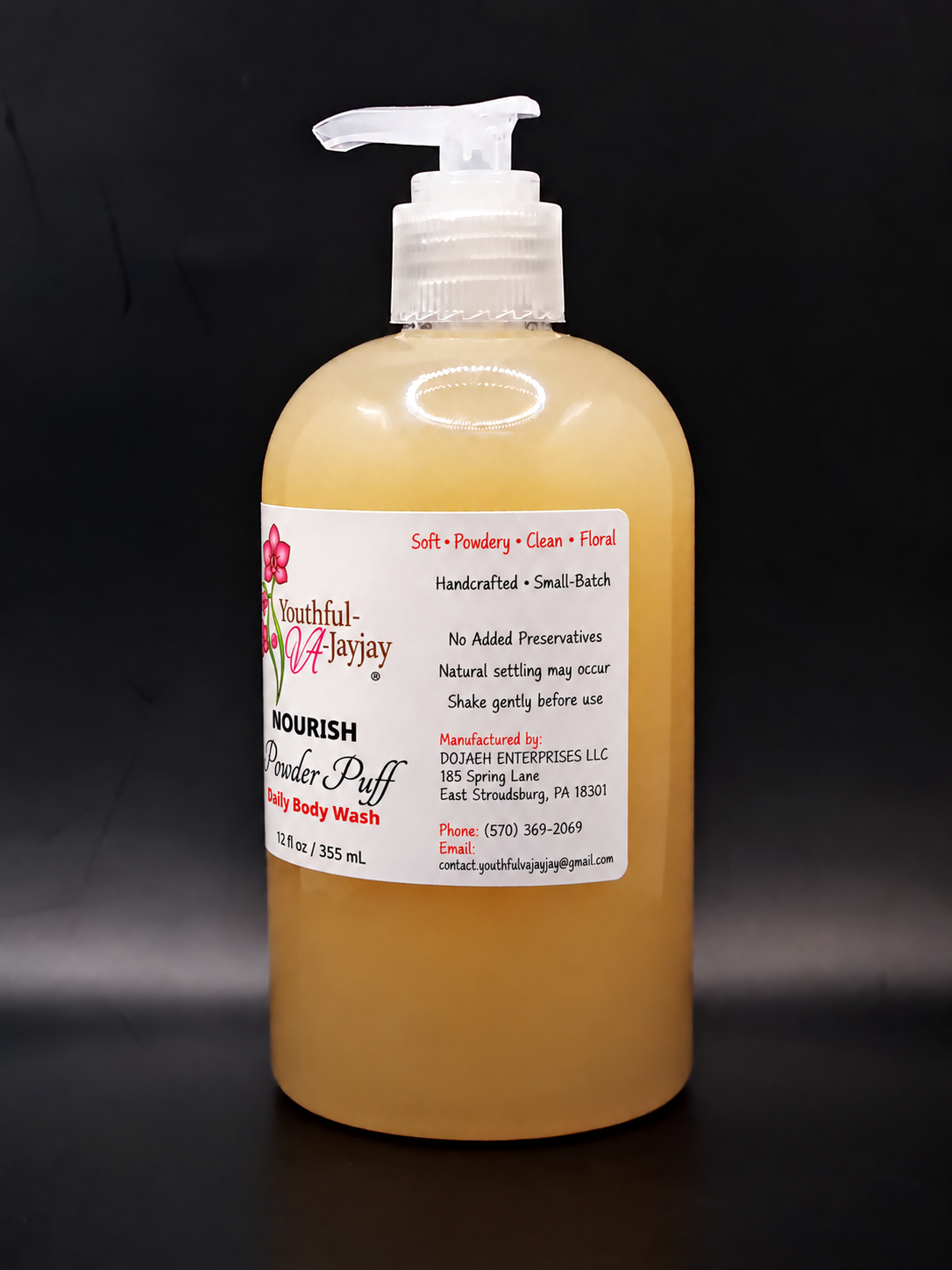 NOURISH Powder Puff manufacturer and product care label