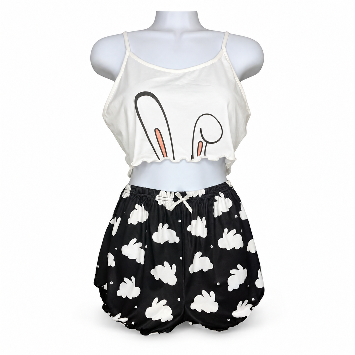 Youthful-VA-Jayjay black and white Bunny Ears two-piece teddy